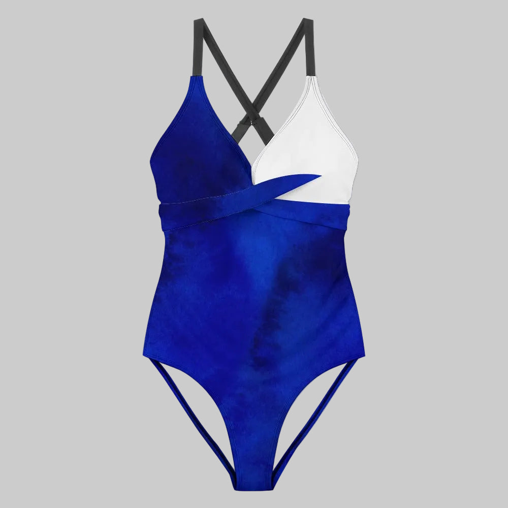 Slate Blue Twist-Front One-Piece