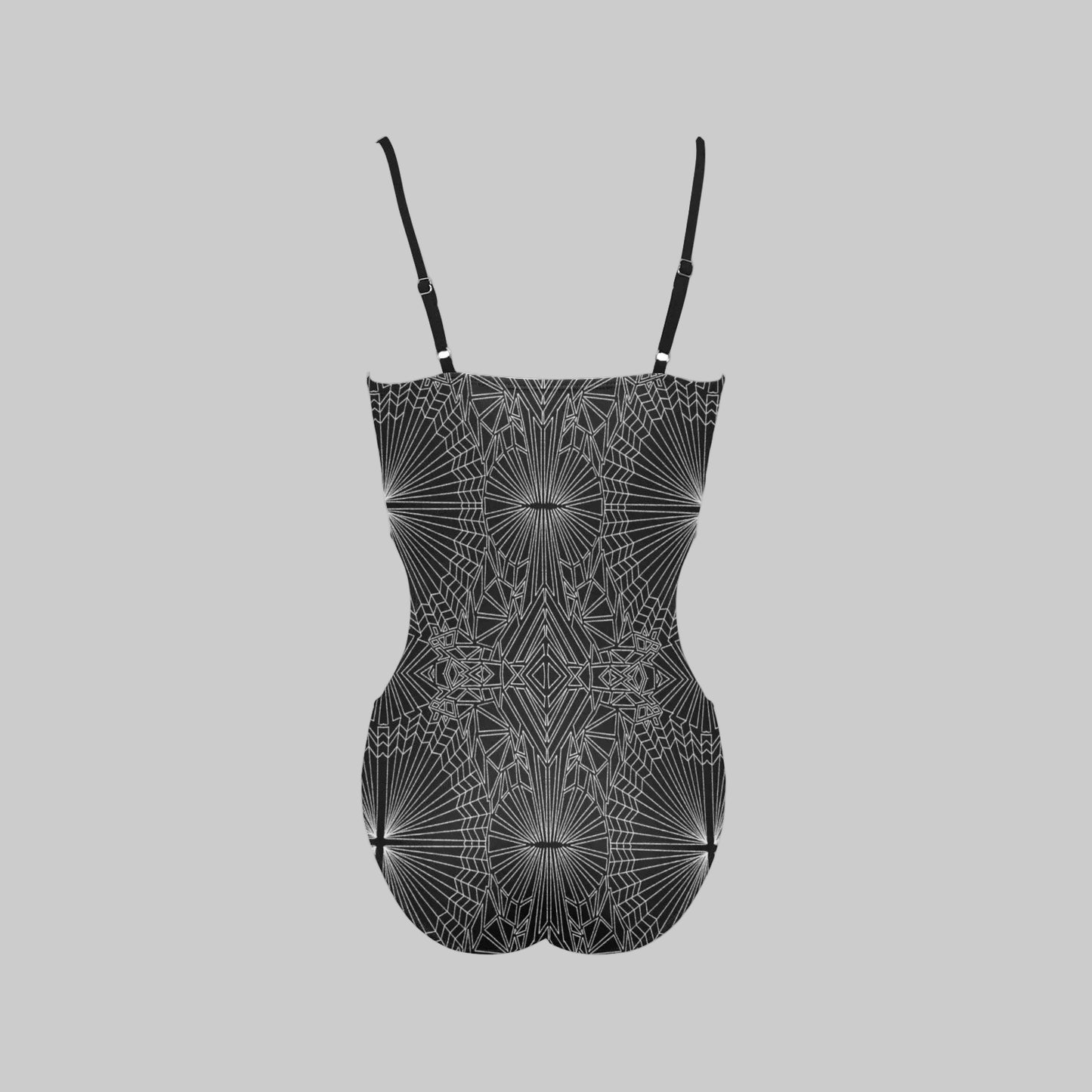 Black Spider Web Cutout Spaghetti Strap One Piece Swimsuit