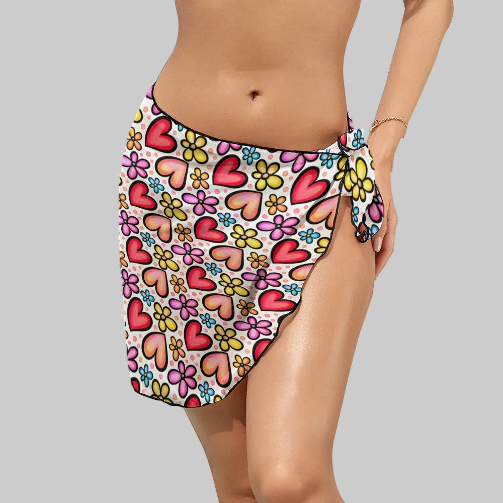 Retro Sunshine Hearts Chiffon Beach Wrap Sarong