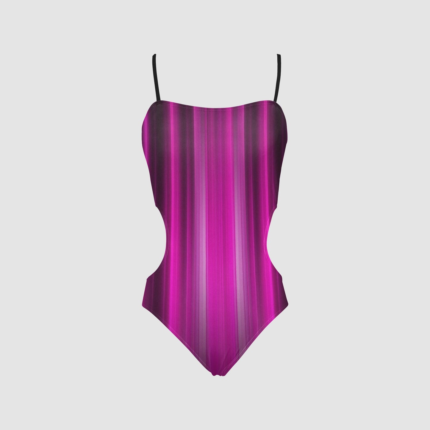 Mauve Stripe Side Cut-Out One-Piece