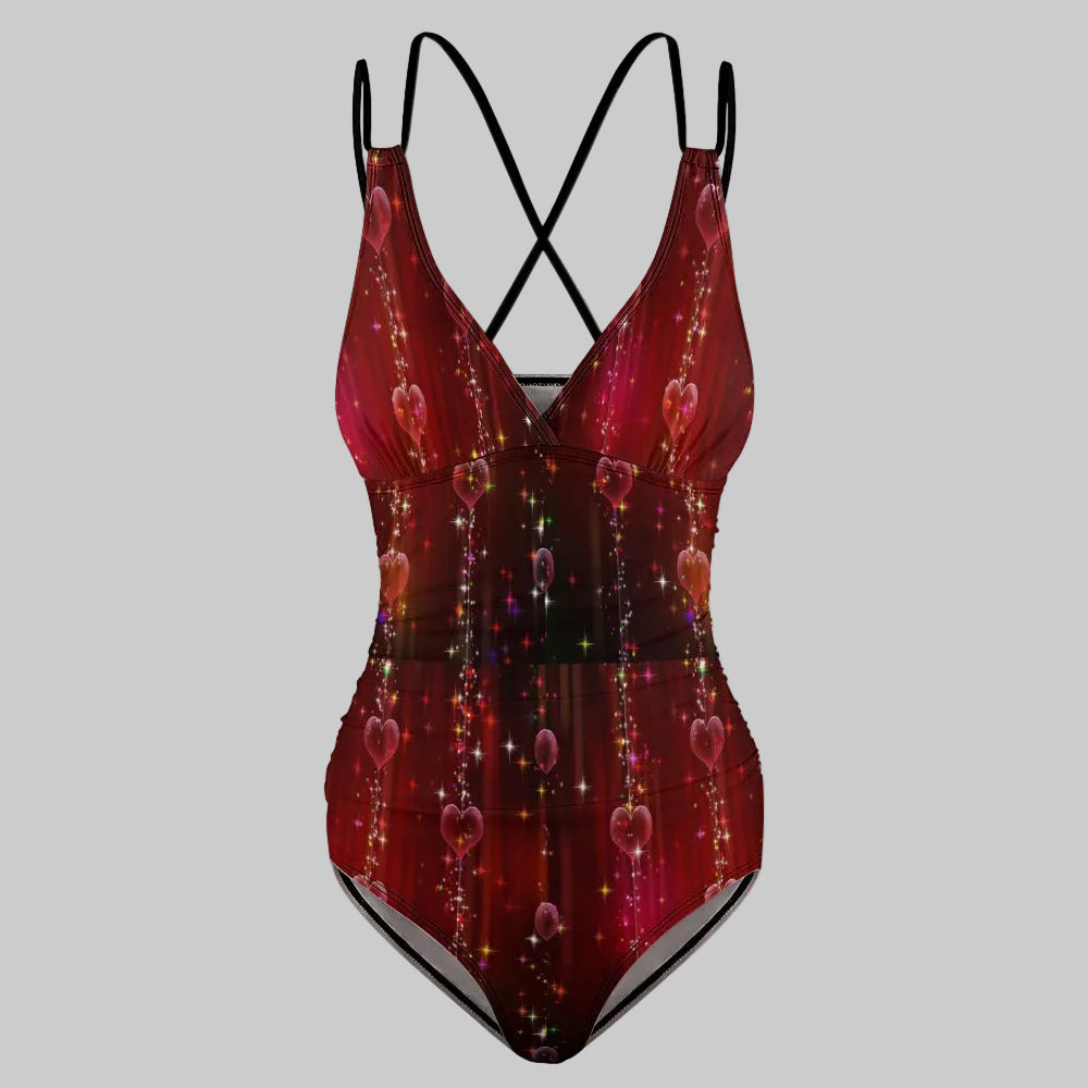 Crimson Glow Heart Sculptor One Piece Luxury Swimsuit