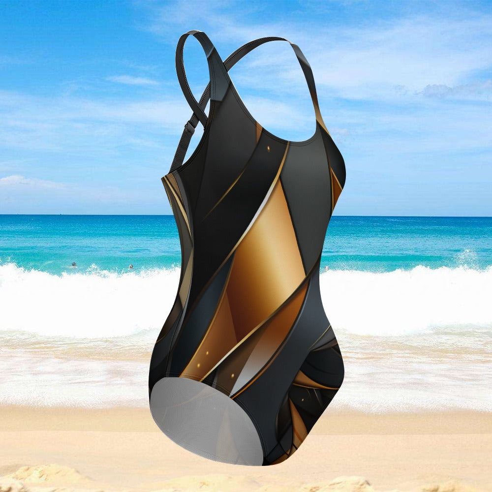 Midnight Gold Geometric One-Piece Swimsuit